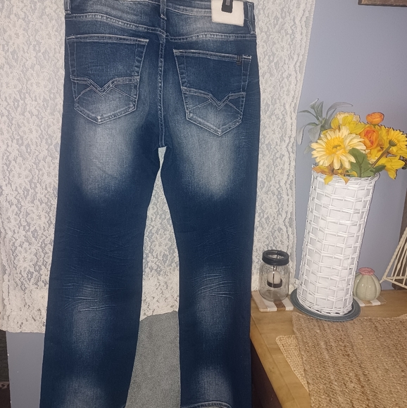 Men's 34/30 BUFFALO DAVID BITTON Six-x Straight Stretch Distressed DarkWash Jean - Picture 15 of 16